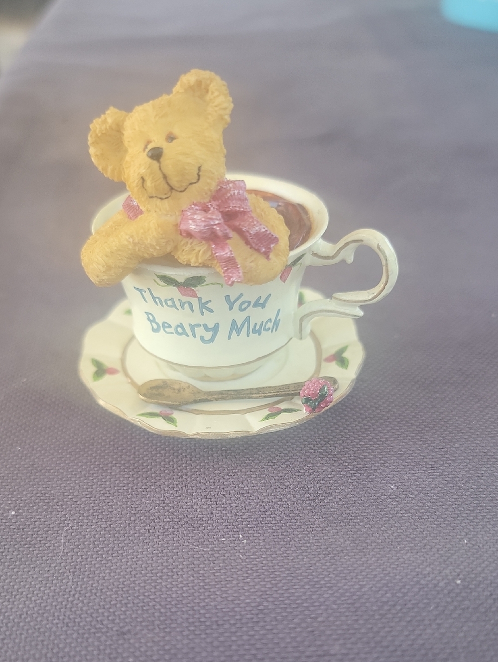 Thank You Beary Much Yellow Bear in Teacup Decorative Figurine